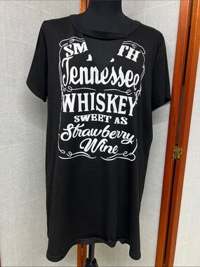 Black Graphic Tee with White 'Tennessee Whiskey' Print